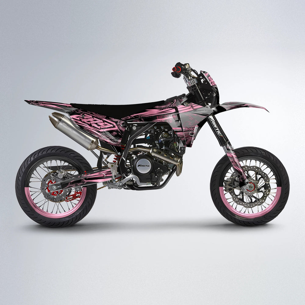 VIPER Fantic supermoto graphics kit in Sakura Pink