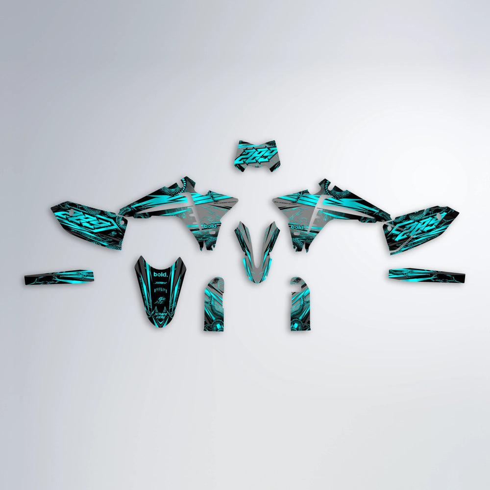 VIPER Fantic graphics kit parts layout in Teal
