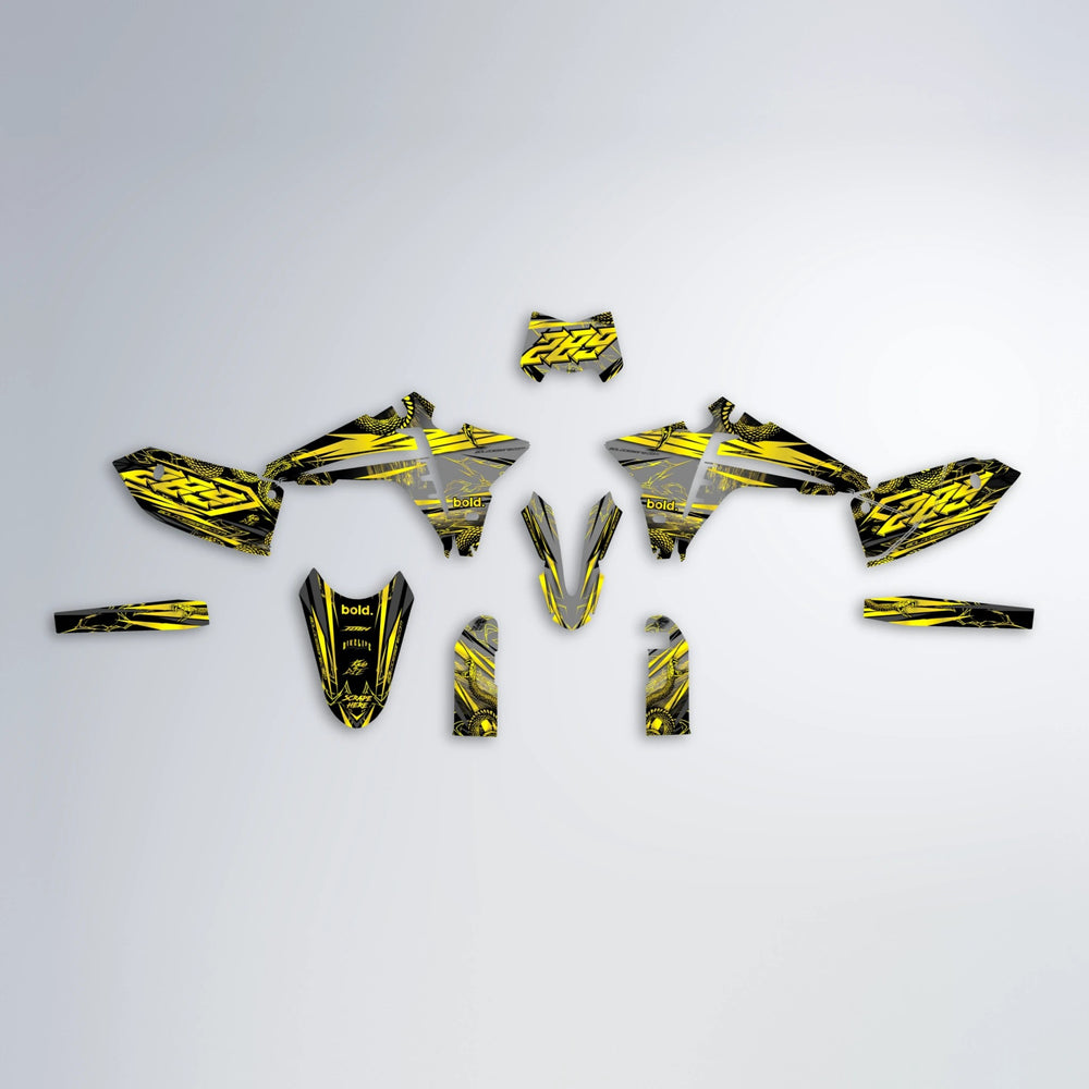 VIPER Fantic graphics kit parts layout in Yellow