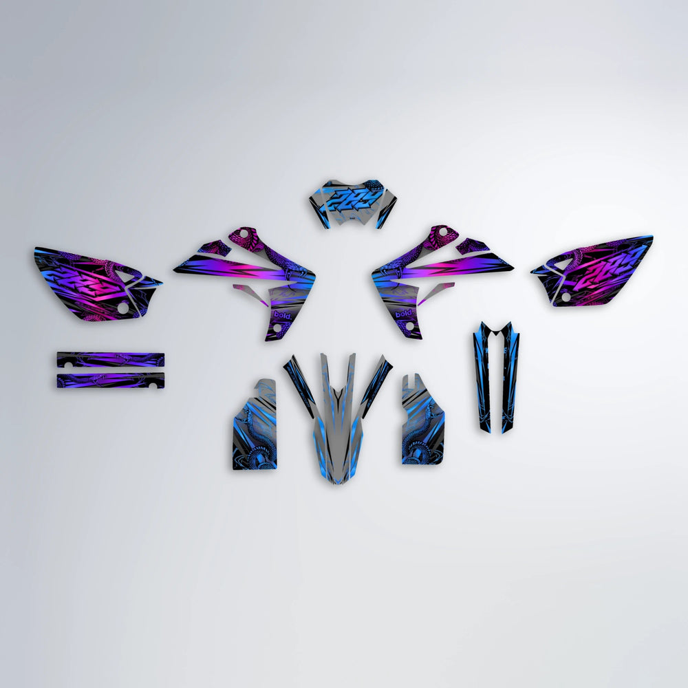 VIPER Rieju MRT graphics kit parts layout in Blue Purple Fade