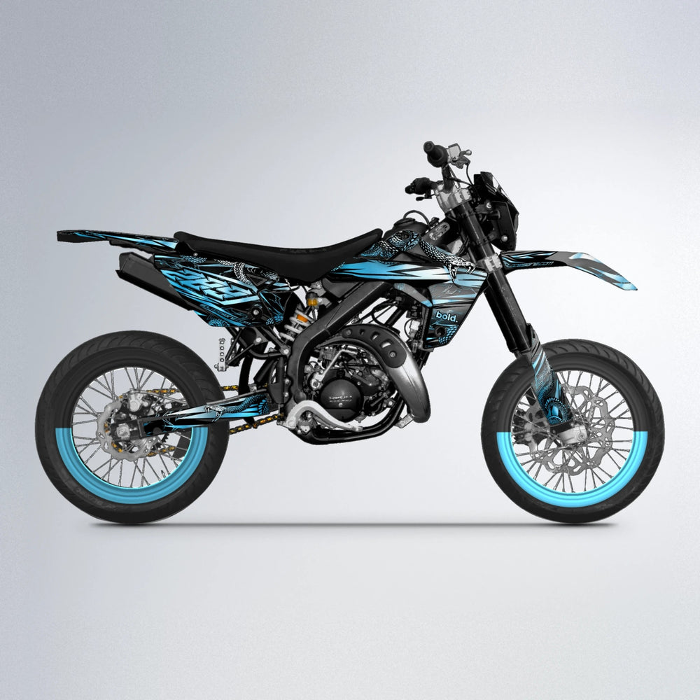 VIPER Rieju MRT supermoto graphics kit in Light Blue & White
