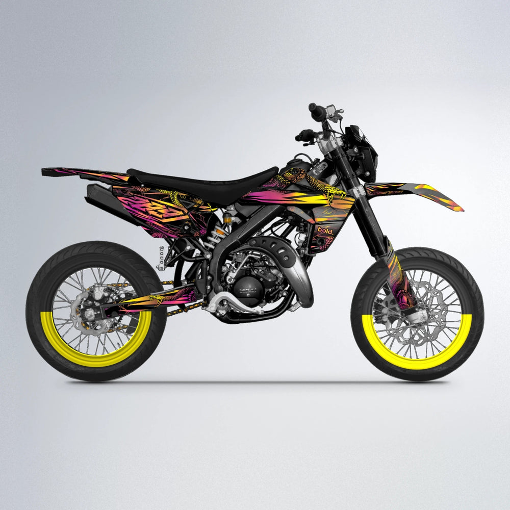 VIPER Rieju MRT supermoto graphics kit in Pink & Yellow