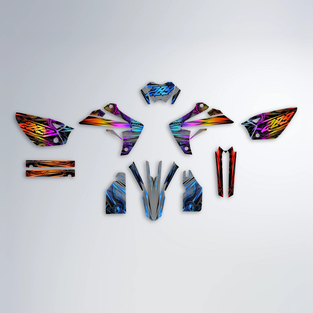 VIPER Rieju MRT graphics kit parts layout in Sunset Fade