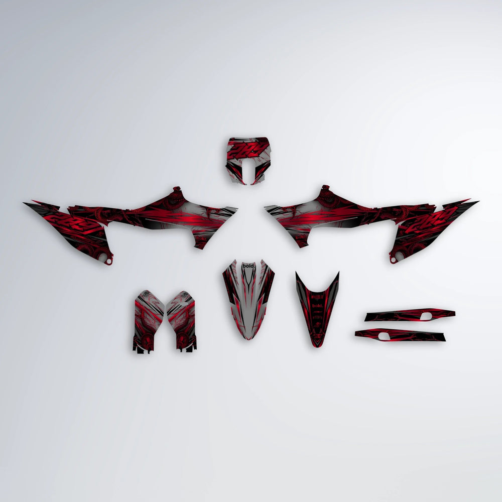 VIPER Stark Varg MX graphics kit parts layout in Red