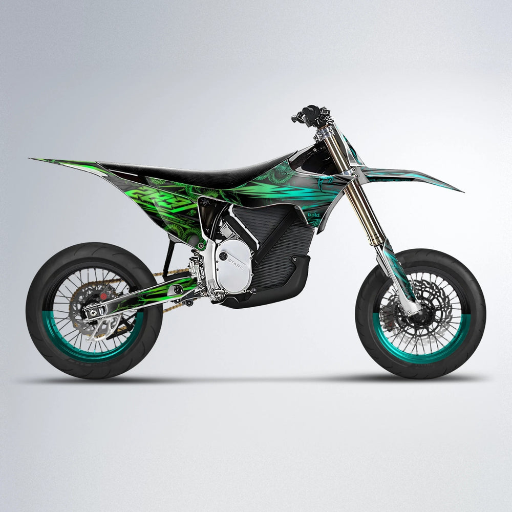 VIPER Stark Varg SM supermoto graphics kit in Cyan & Green