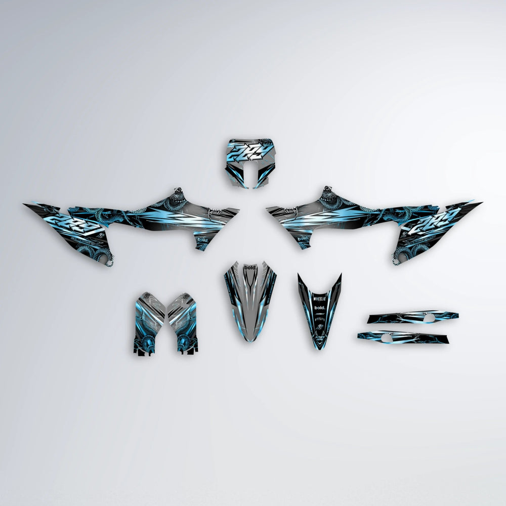 VIPER Stark Varg SM graphics kit parts layout in Light Blue & White