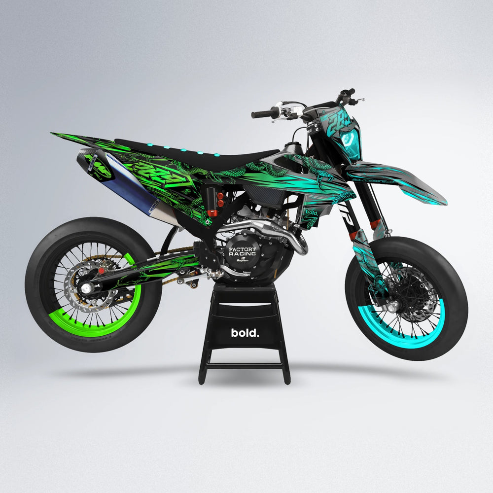 VIPER supermoto graphics kit in Cyan & Green