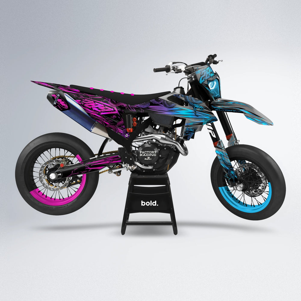 VIPER supermoto graphics kit in Pink & Light Blue