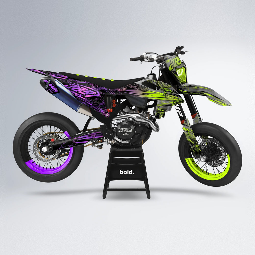 VIPER supermoto graphics kit in Purple & Fluo Yellow
