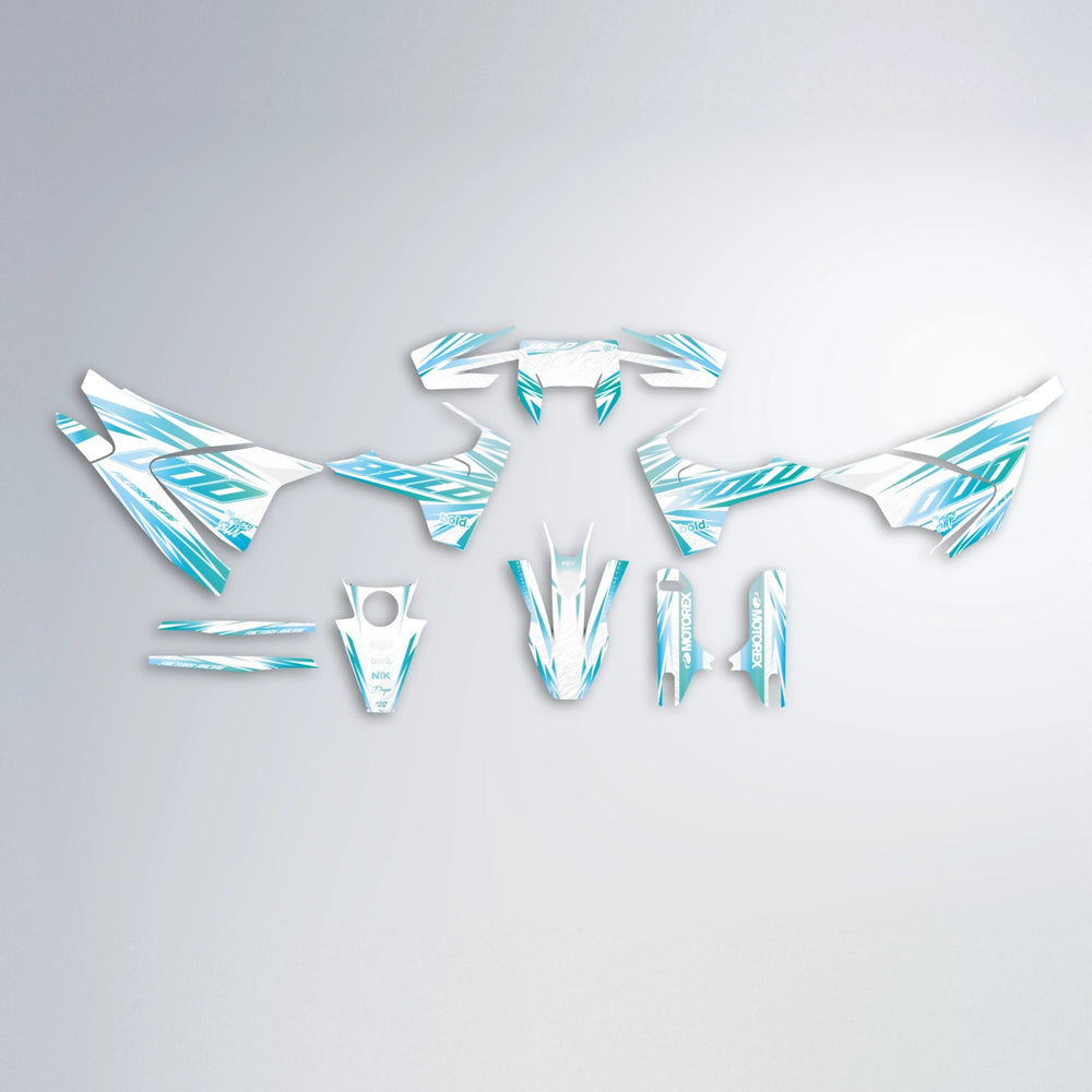 VITALY Husqvarna 701 graphics kit parts layout in Light Blue & White
