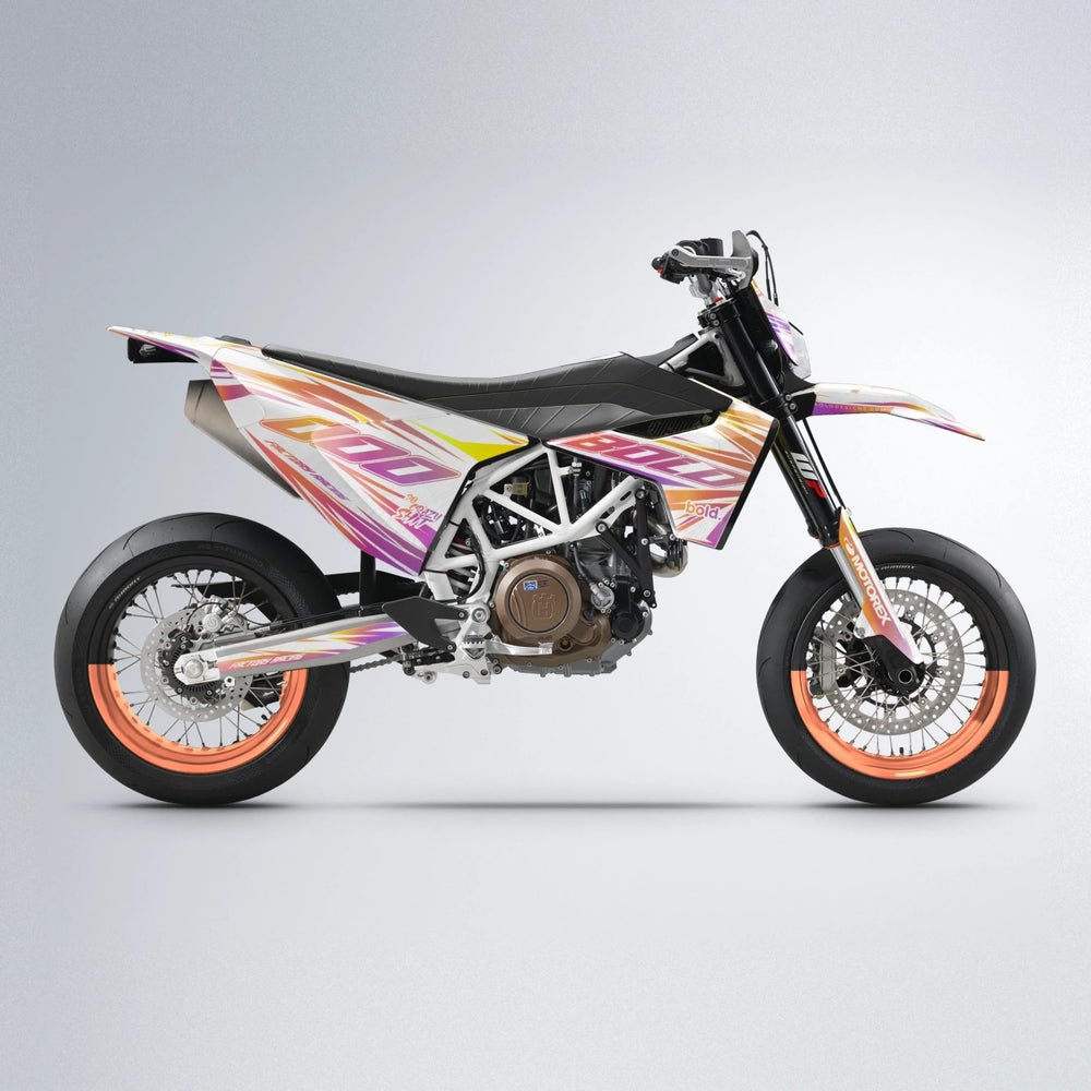 VITALY Husqvarna 701 supermoto graphics kit in Pink & Yellow