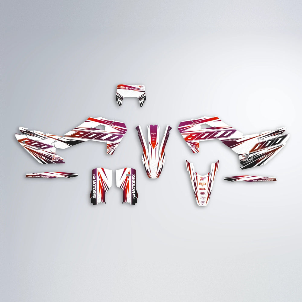 VITALY Husqvarna FE/TE graphics kit parts layout in Black & Red