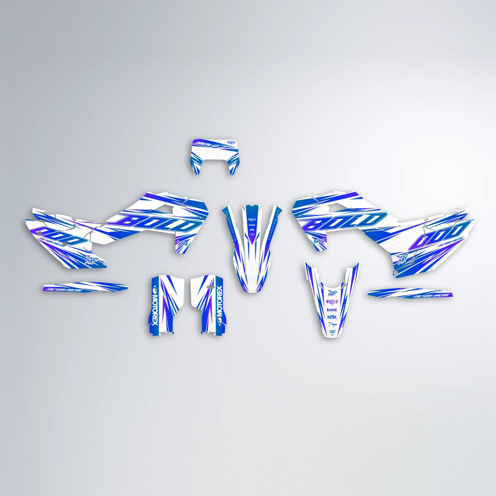 VITALY Husqvarna FE/TE graphics kit parts layout in Blue
