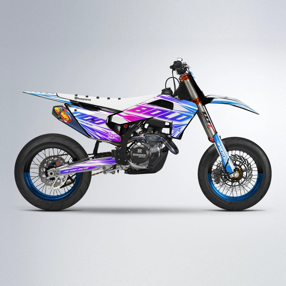 VITALY Husqvarna FE/TE supermoto graphics kit in Blue Purple Fade