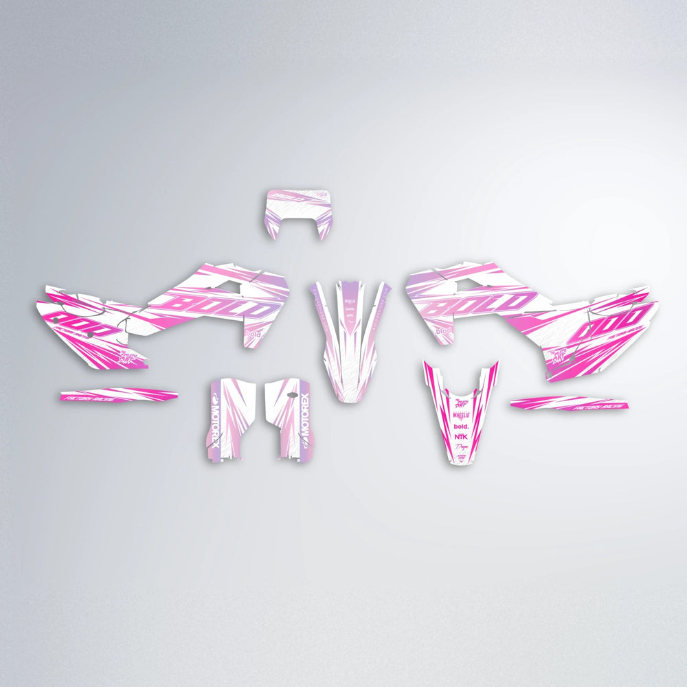 VITALY Husqvarna FE/TE graphics kit parts layout in Flamingo
