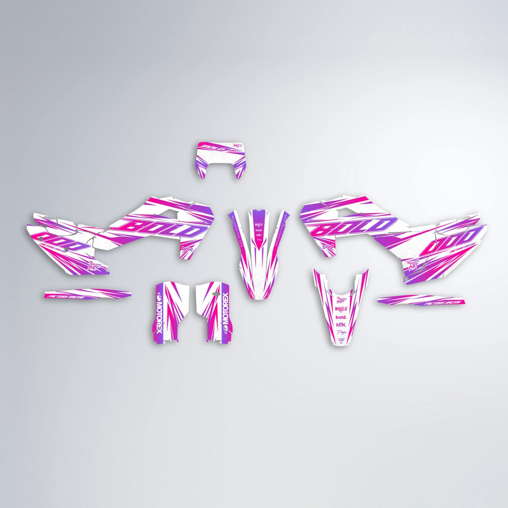 VITALY Husqvarna FE/TE graphics kit parts layout in Pink