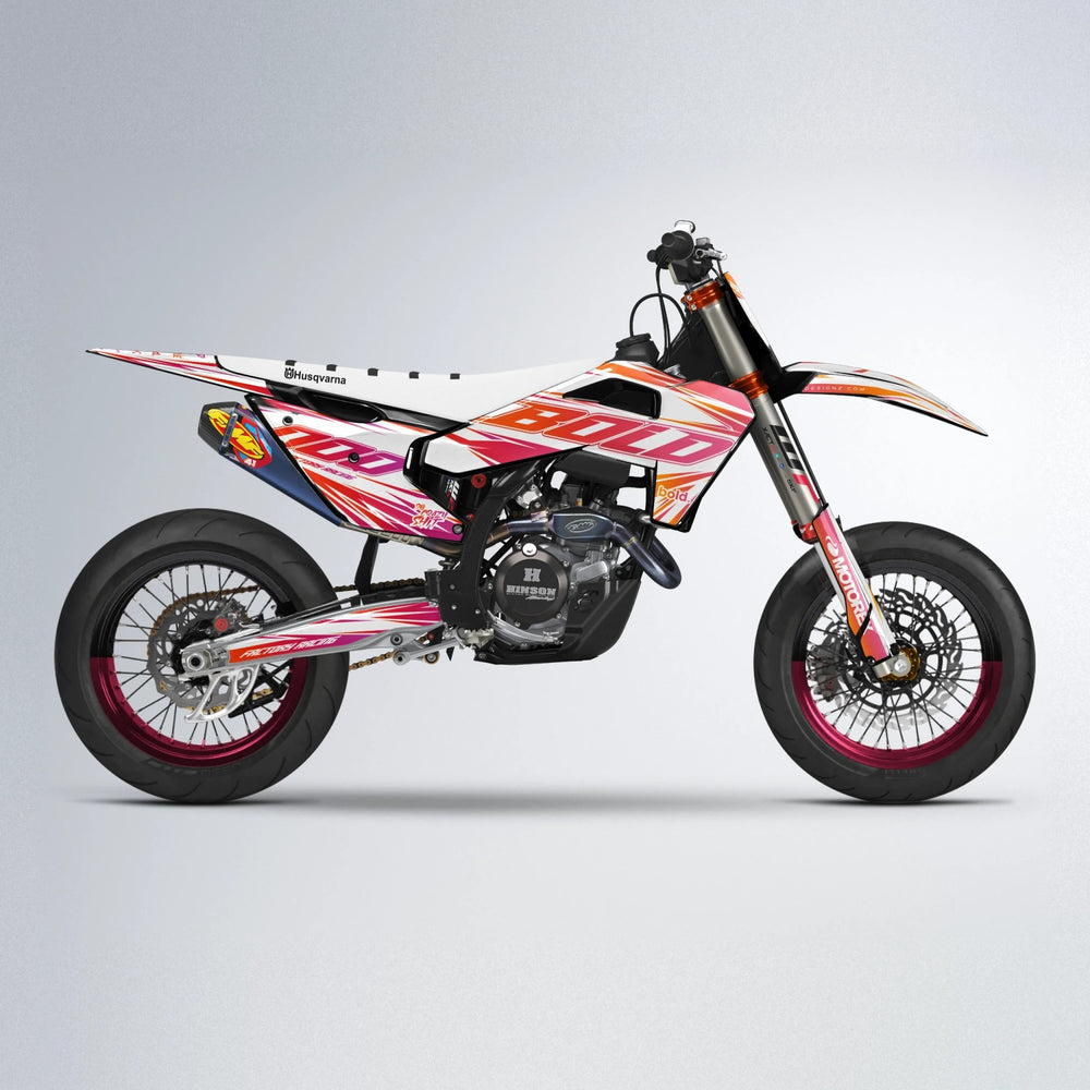 VITALY Husqvarna FE/TE supermoto graphics kit in Red & Orange