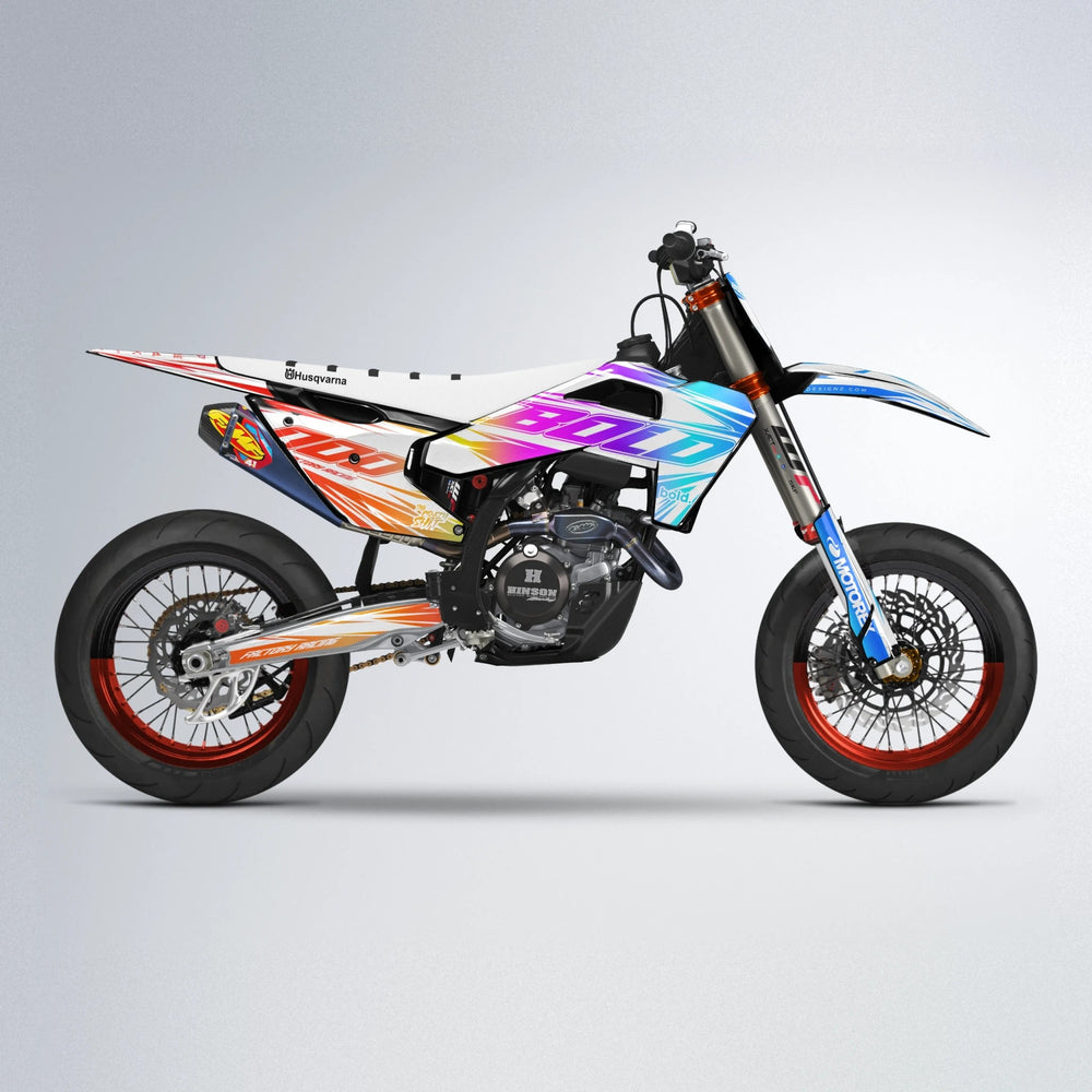 VITALY Husqvarna FE/TE supermoto graphics kit in Sunset Fade