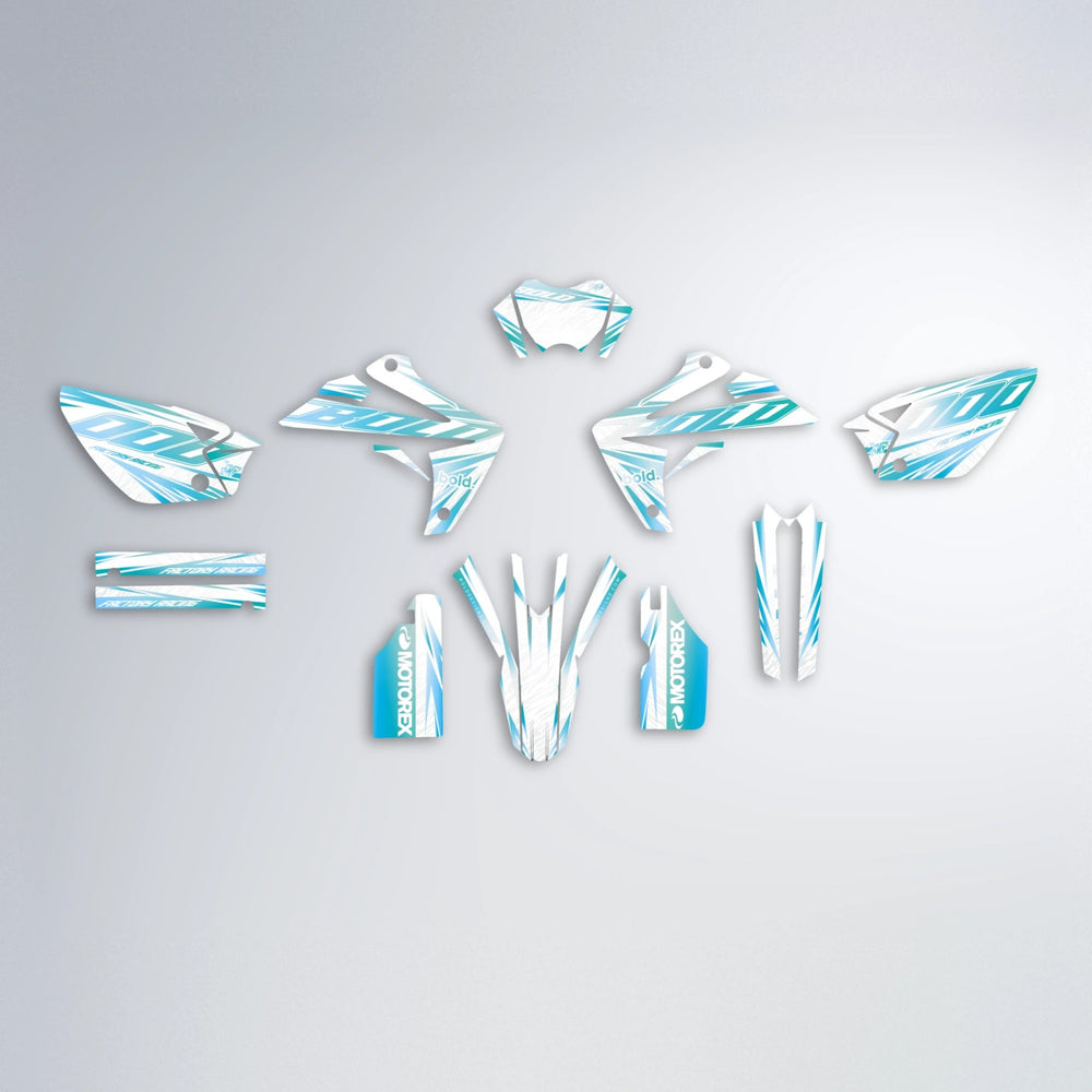VITALY Rieju MRT graphics kit parts layout in Light Blue & White