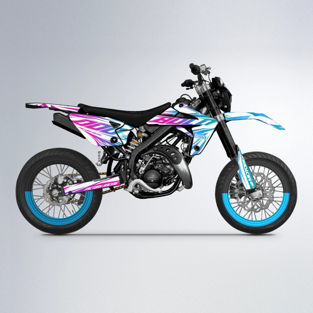 VITALY Rieju MRT supermoto graphics kit in Pink & Light Blue
