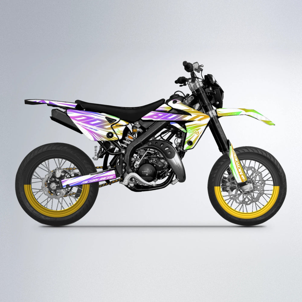 VITALY Rieju MRT supermoto graphics kit in Purple & Yellow