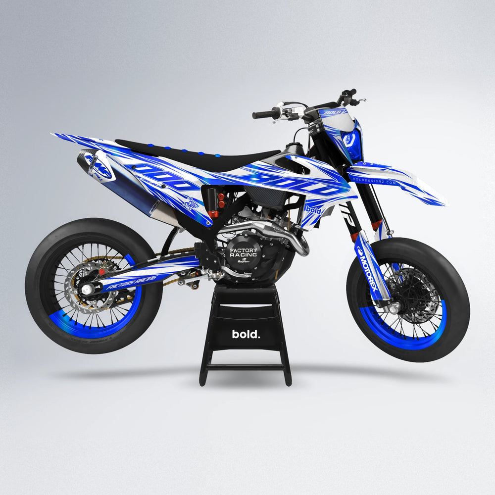 VITALY supermoto graphics kit in Blue Chrome