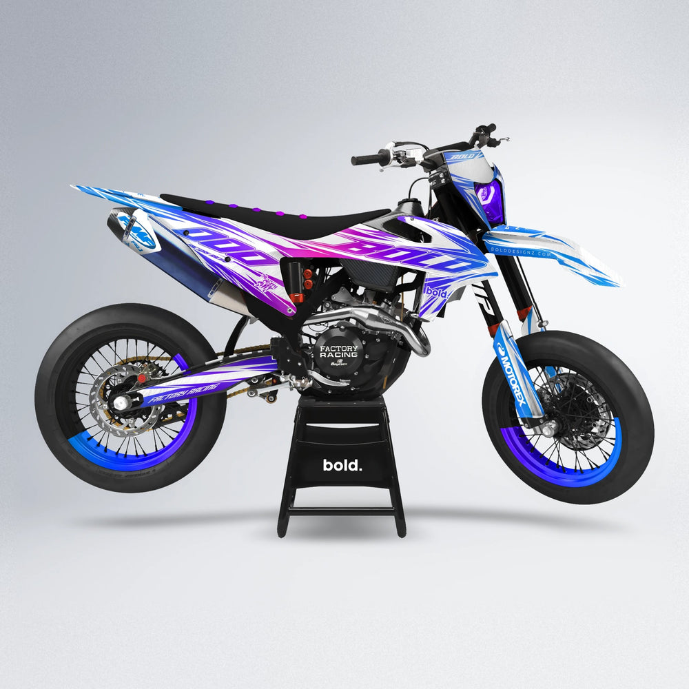 VITALY supermoto graphics kit in Blue Purple Fade