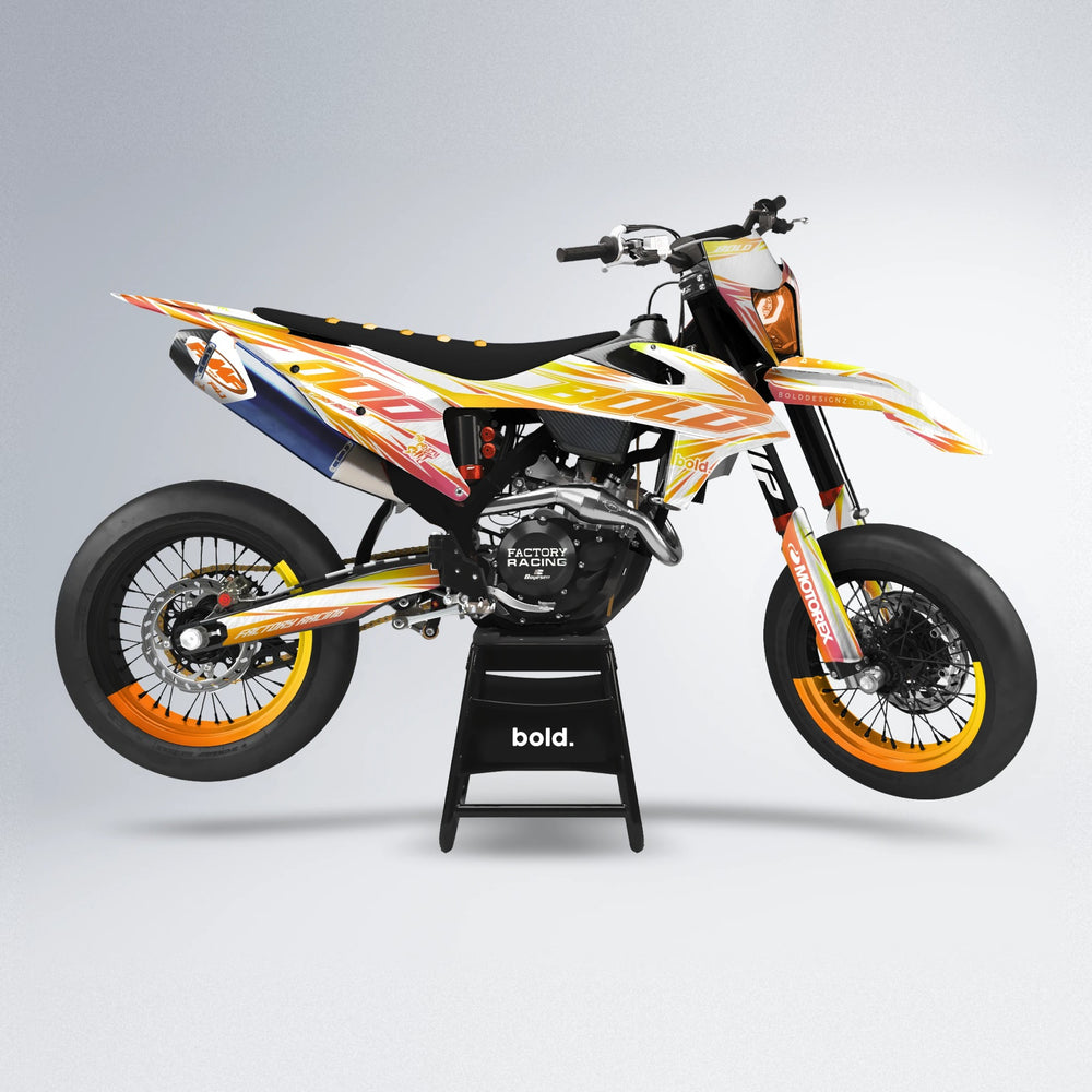 VITALY supermoto graphics kit in Orange & Yellow