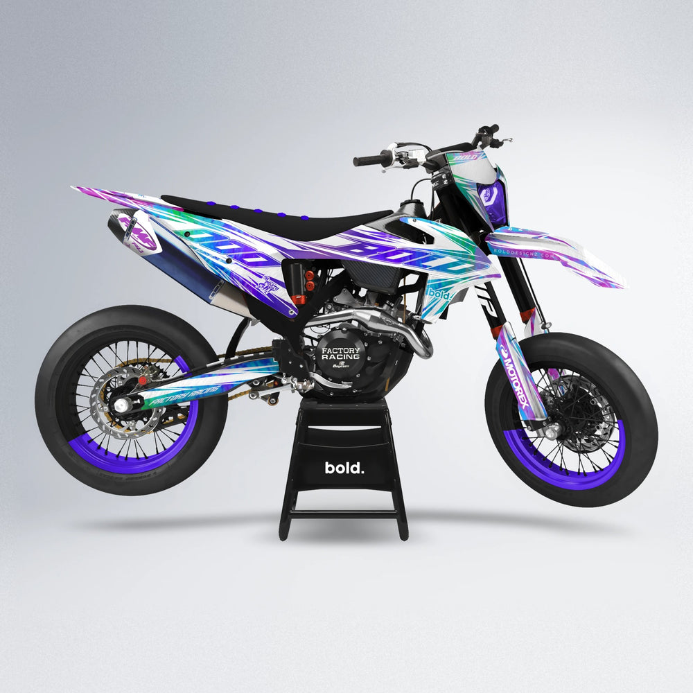 VITALY supermoto graphics kit in Purple Holo
