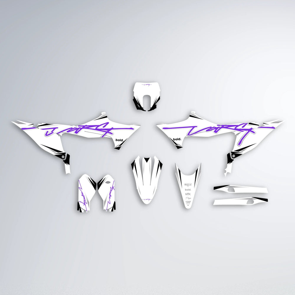 VOLTAGE Stark Varg MX graphics kit parts layout in Purple