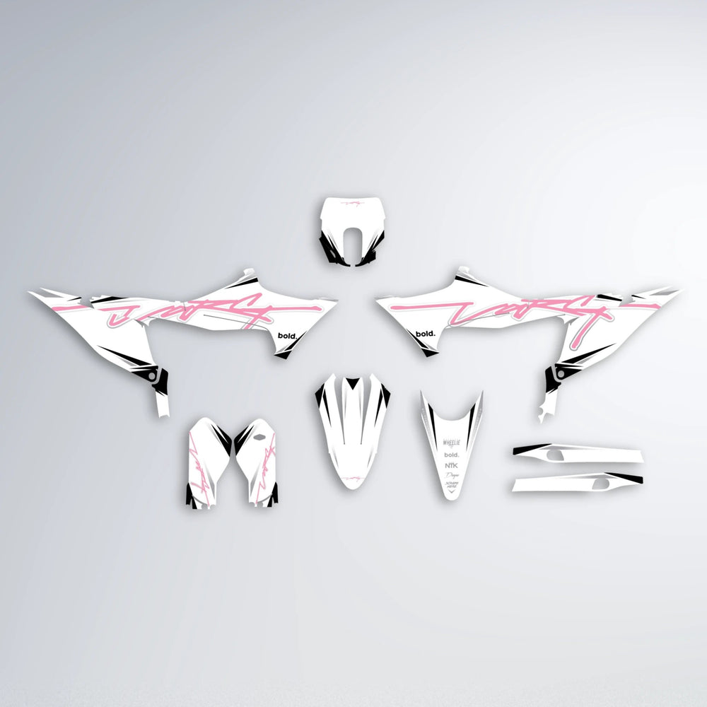 VOLTAGE Stark Varg MX graphics kit parts layout in Sakura Pink