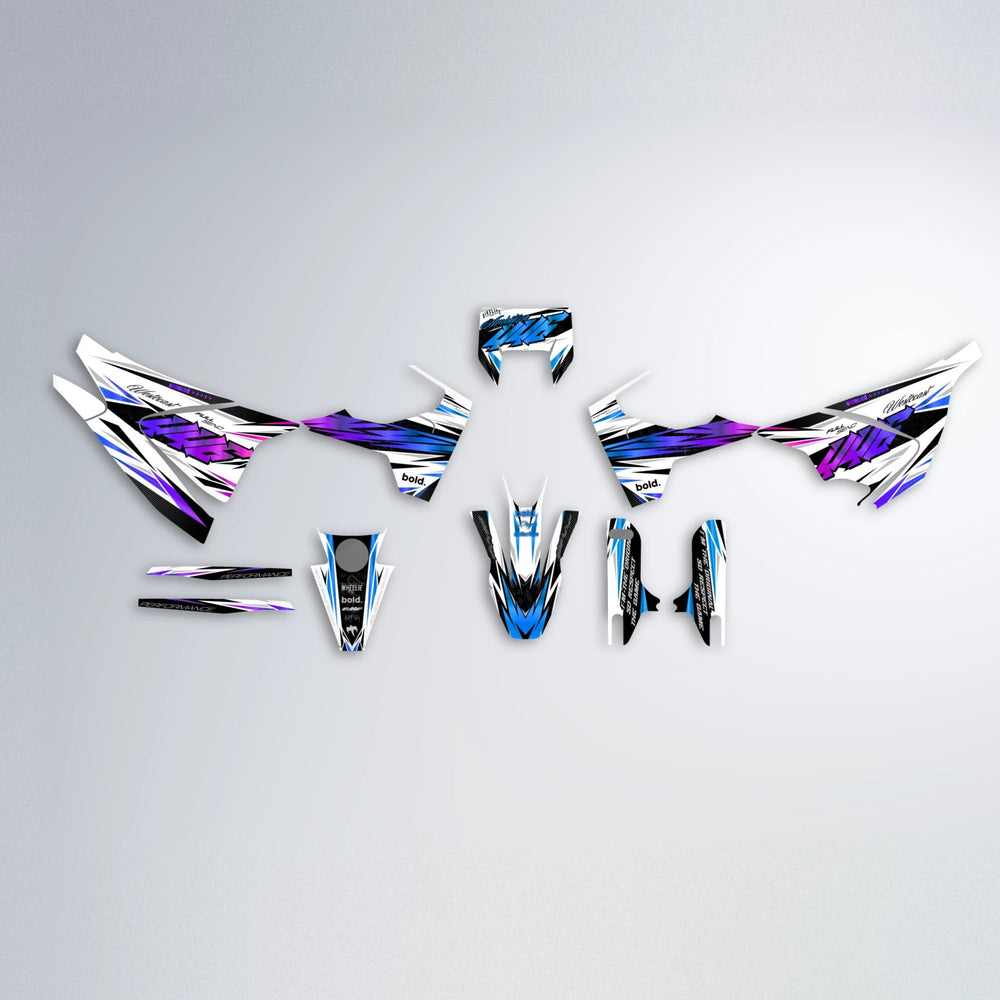 WESTCOAST Husqvarna 701 graphics kit parts layout in Blue Purple Fade
