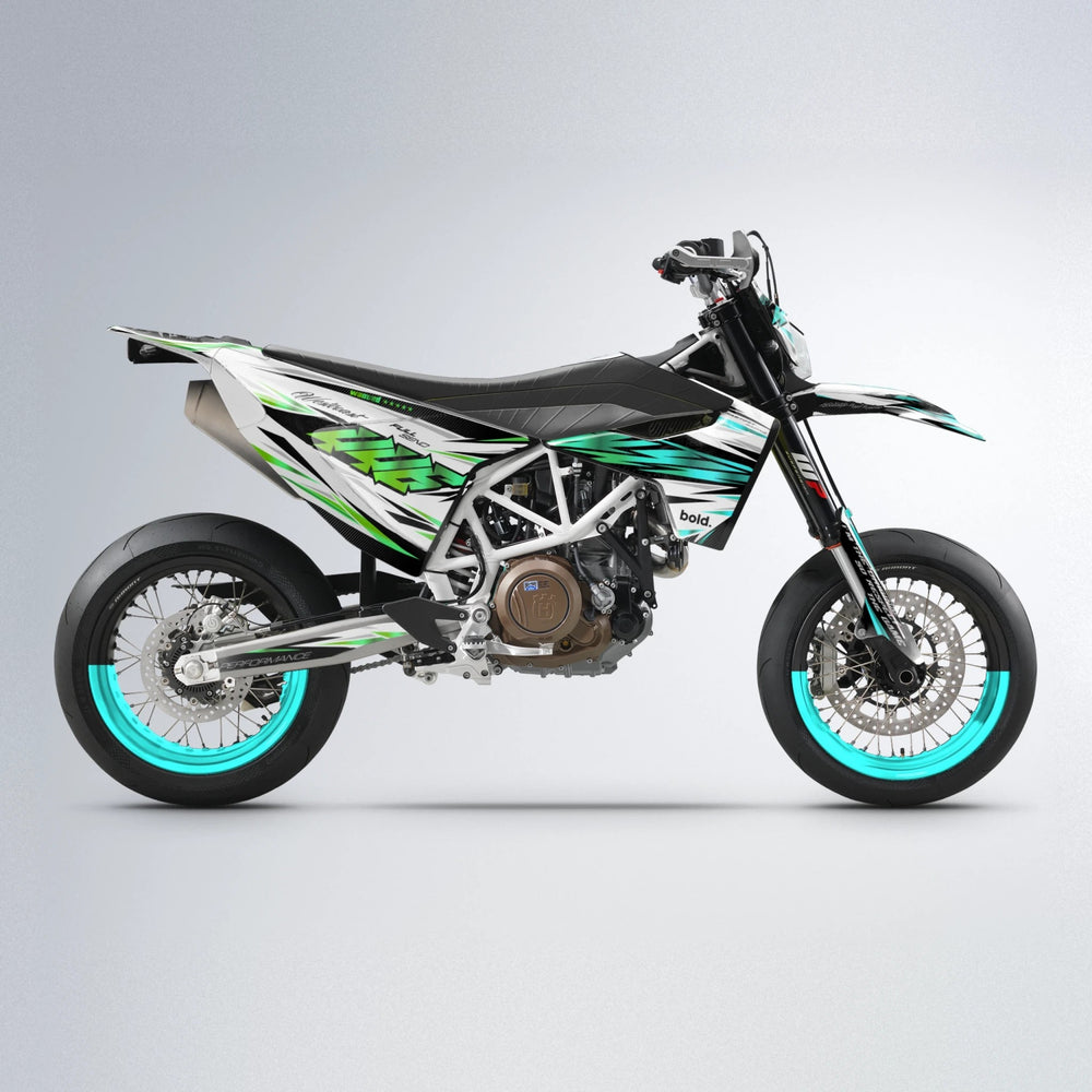WESTCOAST Husqvarna 701 supermoto graphics kit in Cyan & Green