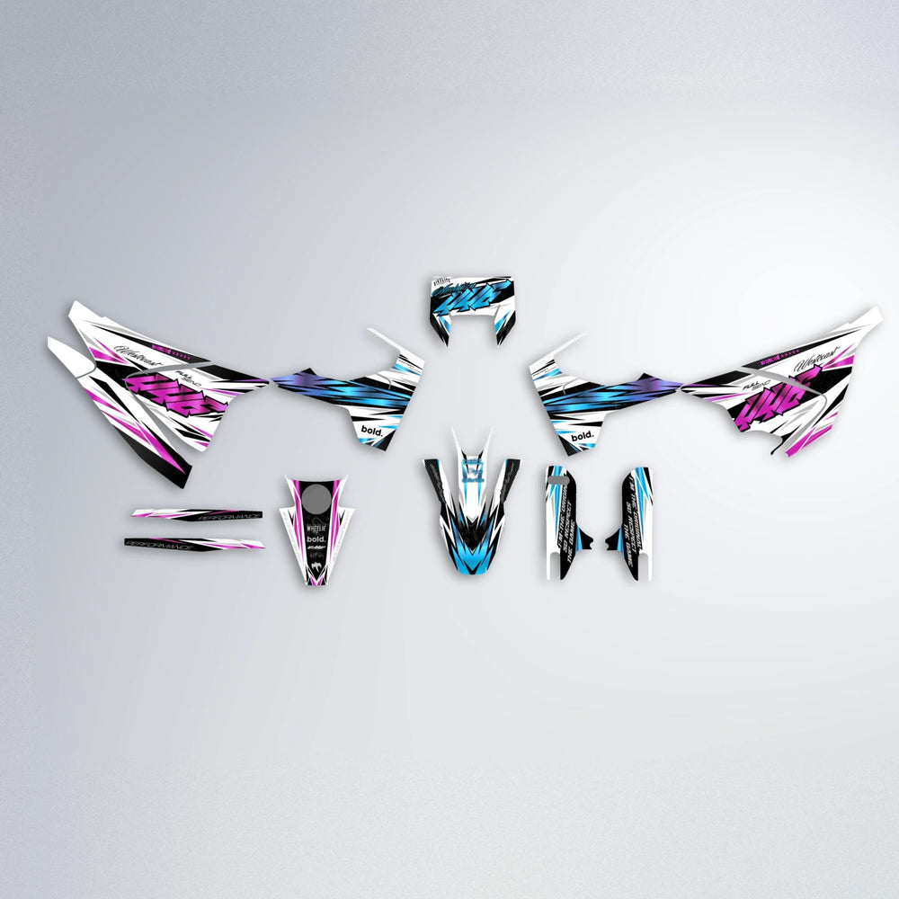 WESTCOAST Husqvarna 701 graphics kit parts layout in Pink & Light Blue