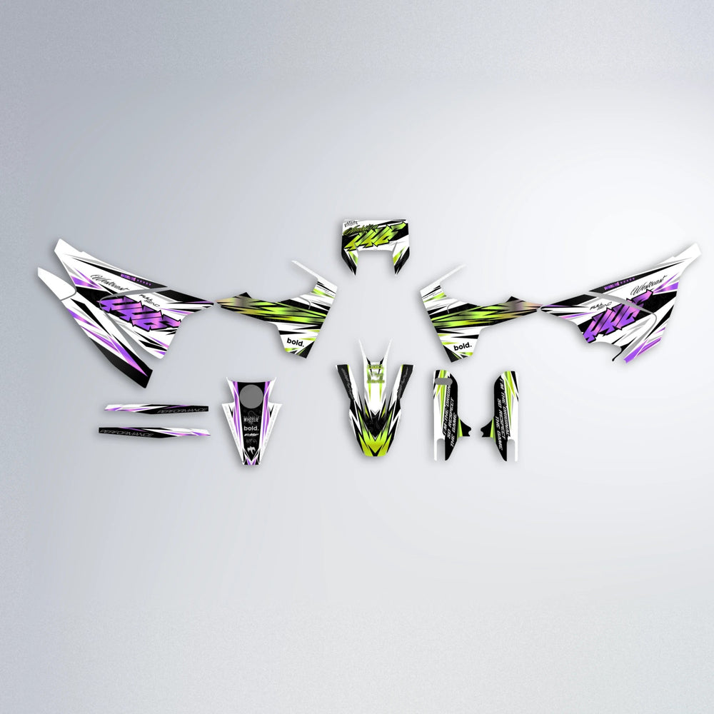 WESTCOAST Husqvarna 701 graphics kit parts layout in Purple & Yellow