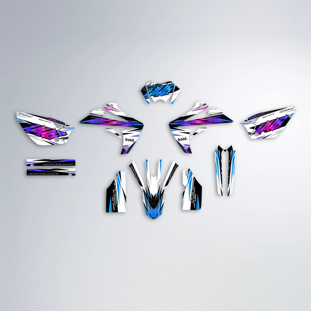 WESTCOAST Rieju MRT graphics kit parts layout in Blue Purple Fade