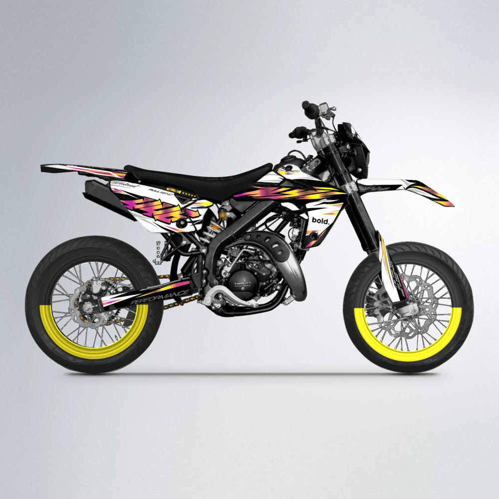 WESTCOAST Rieju MRT supermoto graphics kit in Pink & Yellow