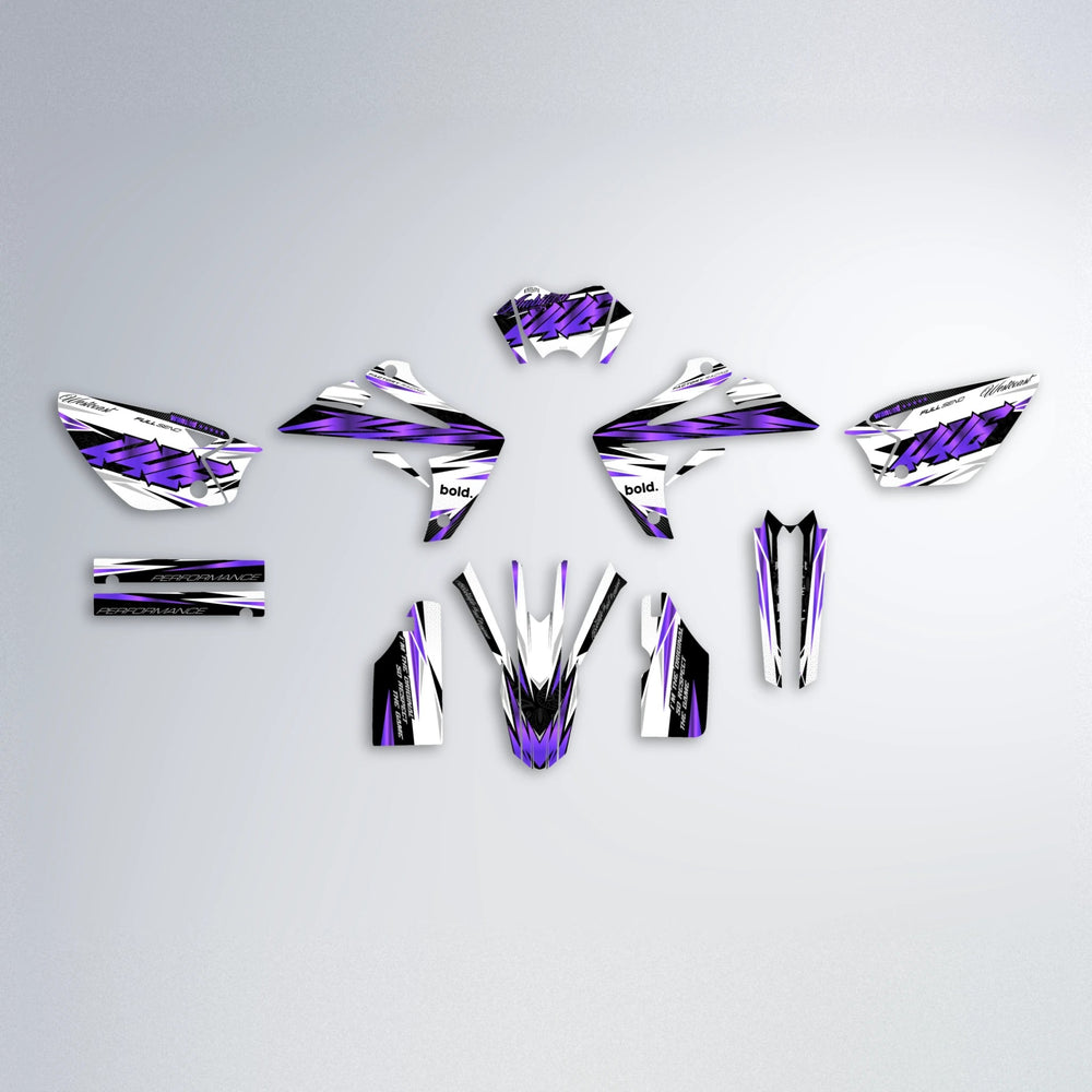 WESTCOAST Rieju MRT graphics kit parts layout in Purple