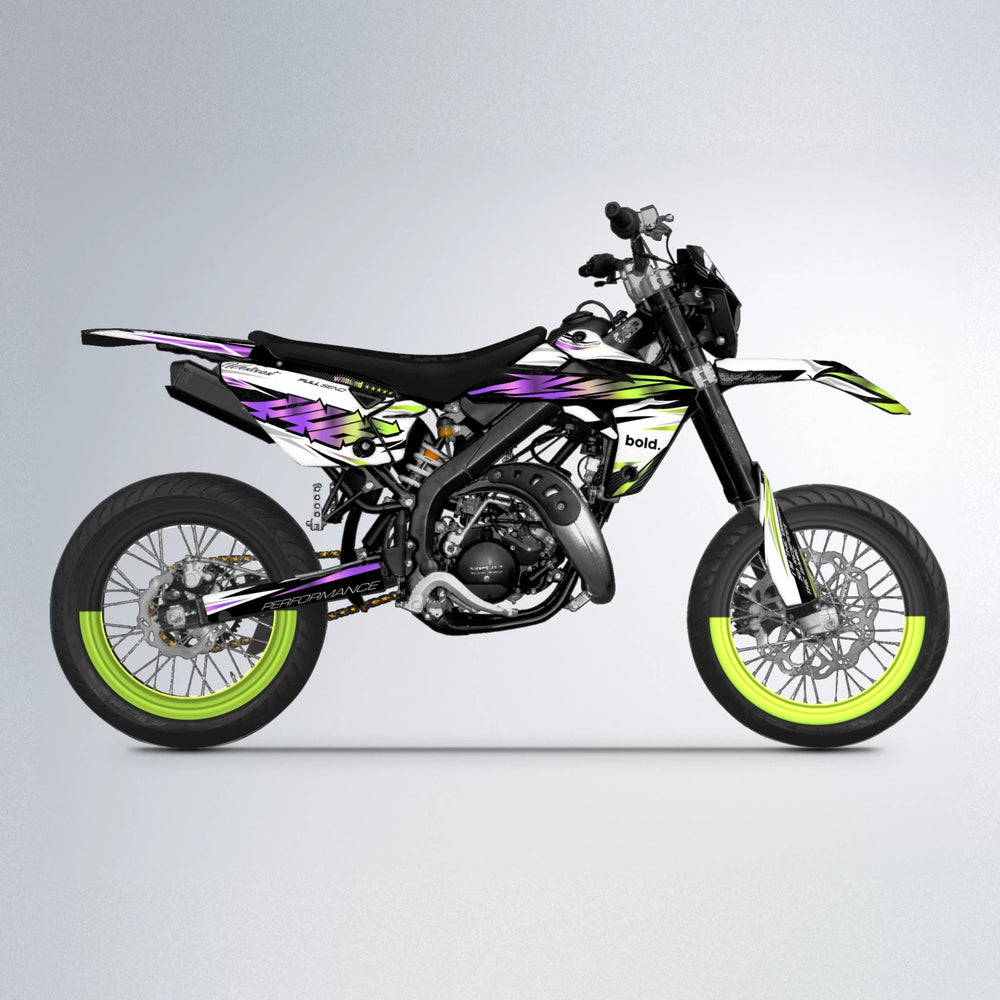 WESTCOAST Rieju MRT supermoto graphics kit in Purple & Yellow