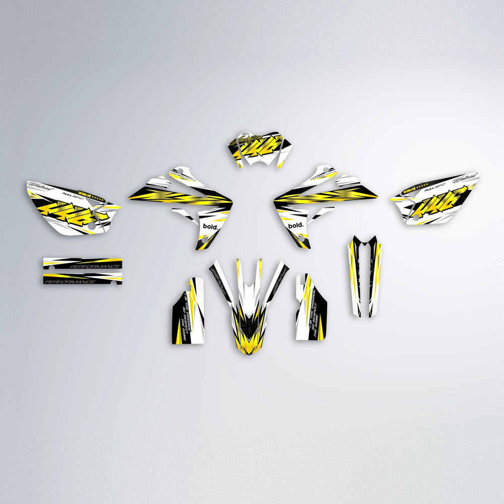 WESTCOAST Rieju MRT graphics kit parts layout in Yellow