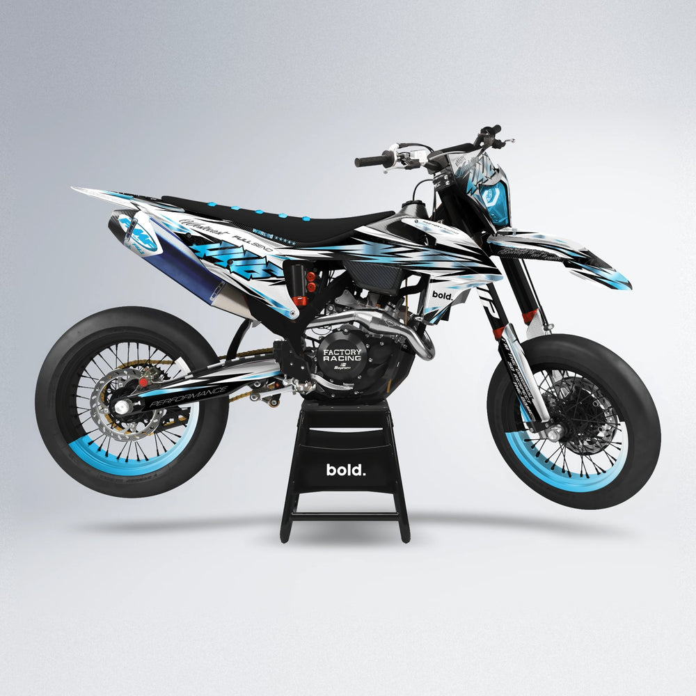 WESTCOAST supermoto graphics kit in Light Blue & White