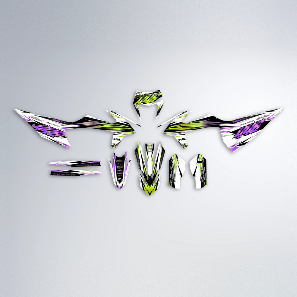 WESTCOAST graphics kit parts layout in Purple & Fluo Yellow