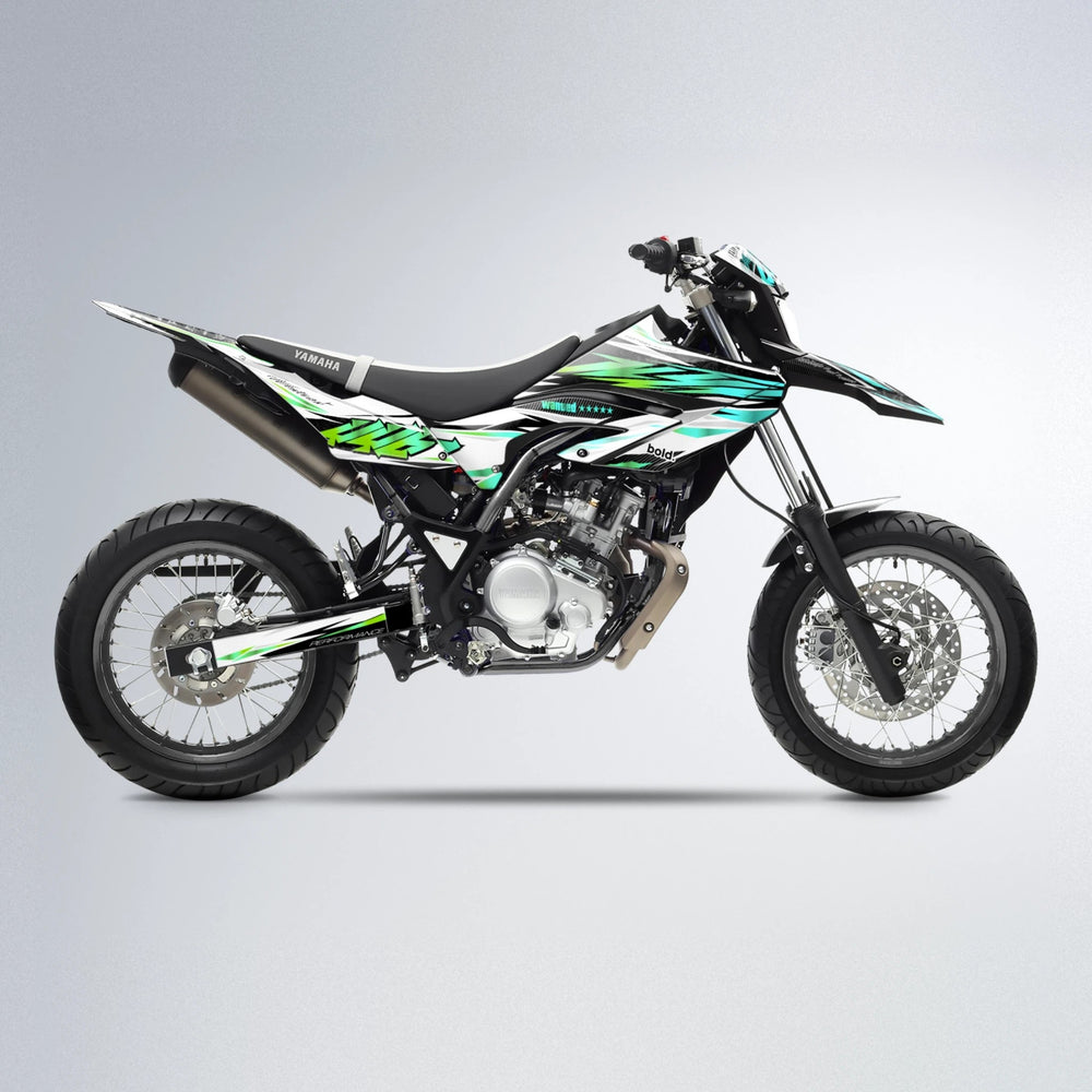 WESTCOAST Yamaha WR 125X supermoto graphics kit in Cyan & Green