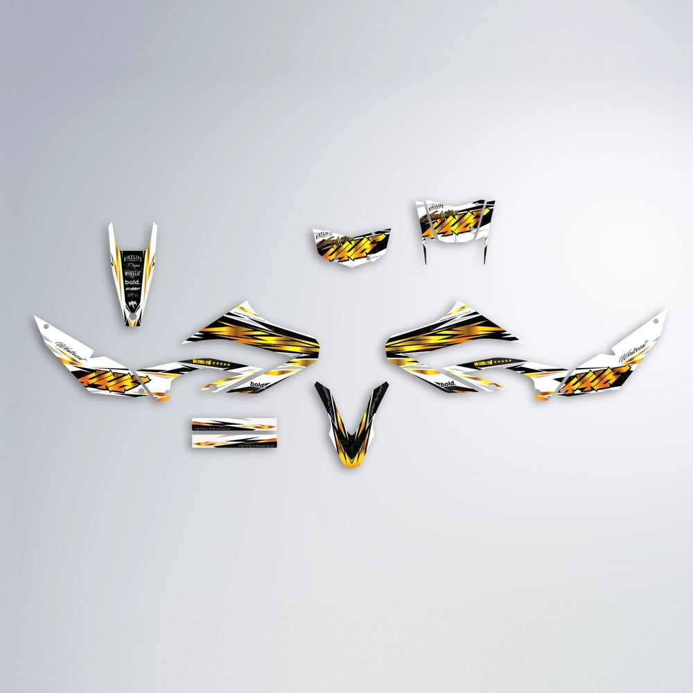 WESTCOAST Yamaha WR 125X graphics kit parts layout in Orange & Yellow