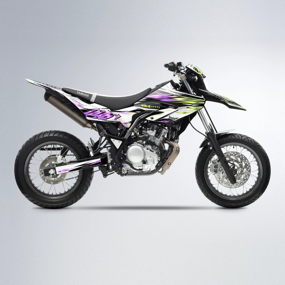 WESTCOAST Yamaha WR 125X supermoto graphics kit in Purple & Yellow