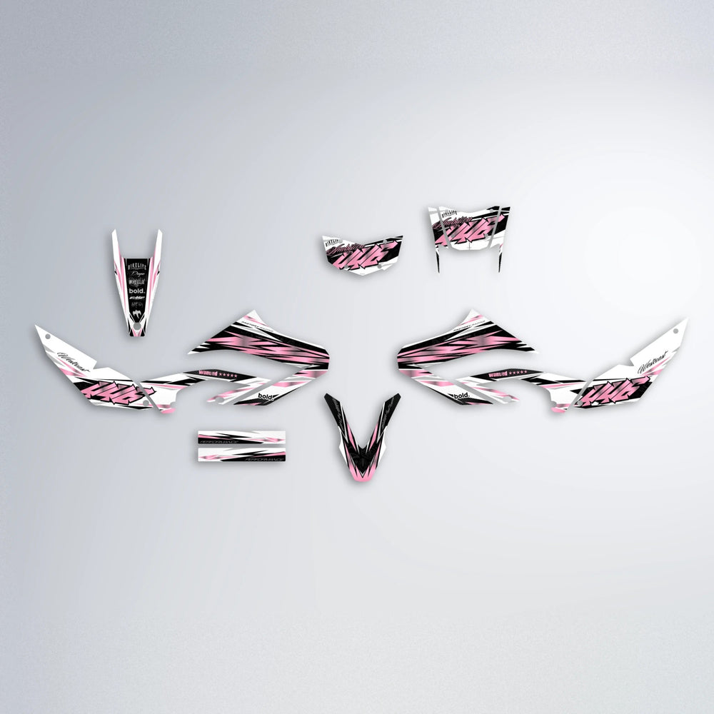 WESTCOAST Yamaha WR 125X graphics kit parts layout in Sakura Pink