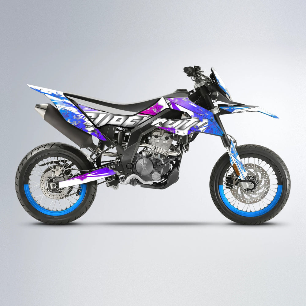 WNICOO Aprilia SX 125 supermoto graphics kit in Blue Purple Fade