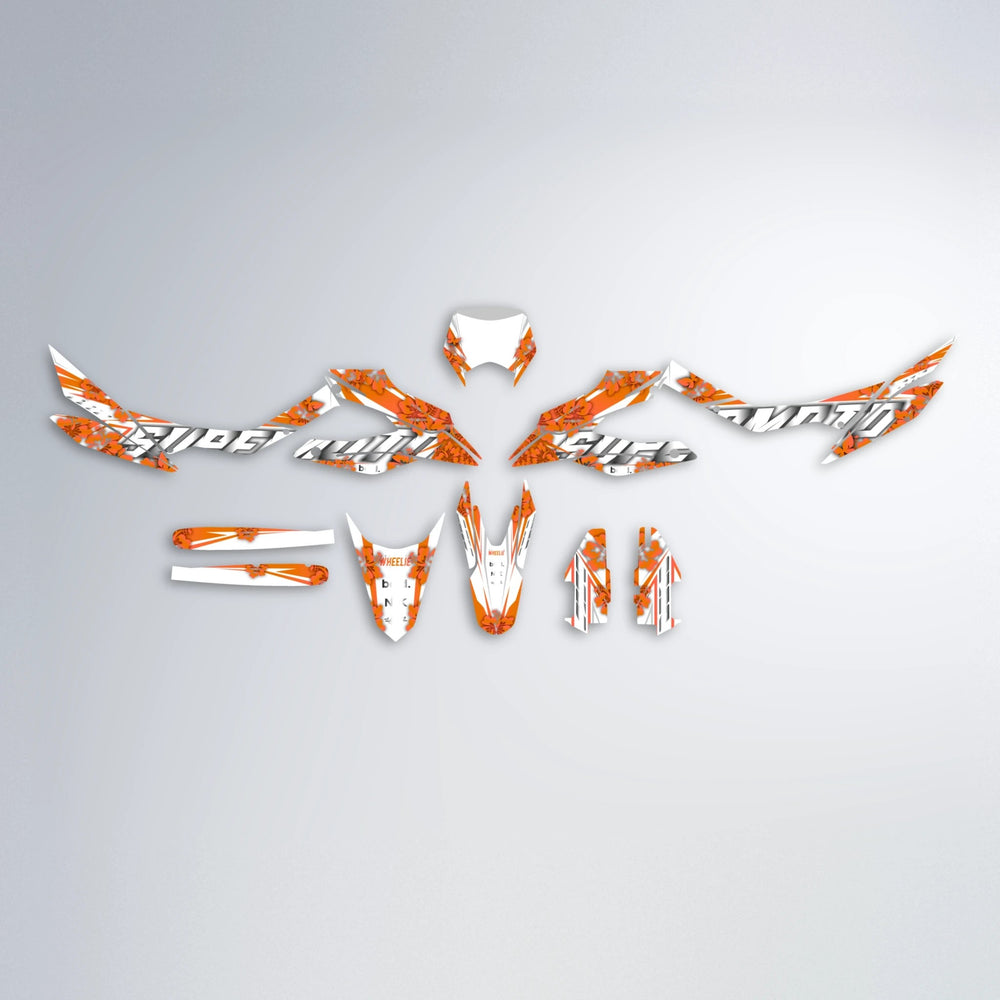 WNICOO Aprilia SX 125 graphics kit parts layout in Orange