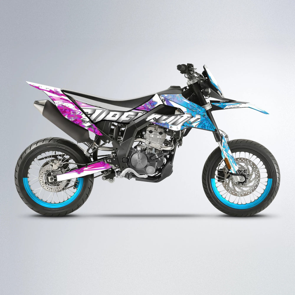 WNICOO Aprilia SX 125 supermoto graphics kit in Pink & Light Blue