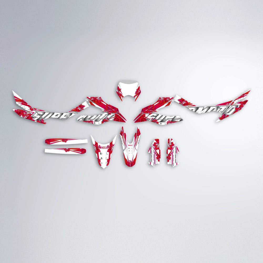 WNICOO Aprilia SX 125 graphics kit parts layout in Red